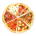 Pizza slice with different toppings Royalty Free Stock Photo