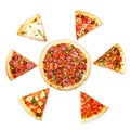Pizza slice with different toppings Royalty Free Stock Photo