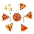 Pizza slice with different toppings Royalty Free Stock Photo