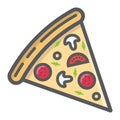 Pizza slice filled outline icon, food and drink