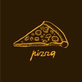 Pizza Slice. Handdrawn Vector Illustration