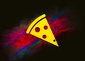 Pizza slice icon colorful paint abstract background brush strokes illustration design