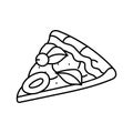 pizza slice italian cuisine line icon vector illustration