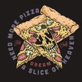 Pizza slice label vintage colorful