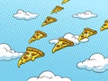 Pizza slice like bird pop art vector illustration