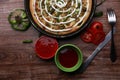 Pizza Slice with loads of peppers, cheese, olives Royalty Free Stock Photo