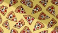 Pizza slice pattern, fast food seamless background Royalty Free Stock Photo
