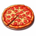 Cartoon Pepperoni Pizza Illustration In Photorealistic Painting Style