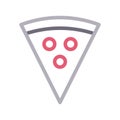 Pizza slice thin color line vector icon