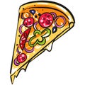 Pizza slice vector illustration icon on white