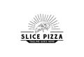 Pizza Slice for Vintage Rustic Retro Vintage Pizzeria Restaurant Bar Bistro logo design