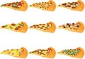 Pizza slices types with different toppings collection vector illustration Royalty Free Stock Photo