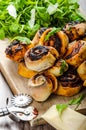 Pizza snails, minipizza with salad and parmagio Royalty Free Stock Photo