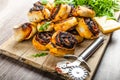 Pizza snails, minipizza with salad and parmagio Royalty Free Stock Photo