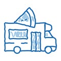 pizza street food van doodle icon hand drawn illustration