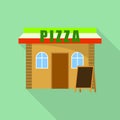 Pizza street shop icon, flat style Royalty Free Stock Photo