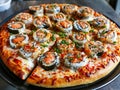 A pizza with sushi on it Royalty Free Stock Photo