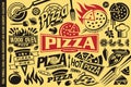 Pizza symbols, logos, signs, icons, emblems