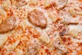 Pizza texture, food background.Freshly baked pizza with chicken Royalty Free Stock Photo