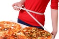 Pizza, thickness measurement of waist Royalty Free Stock Photo