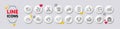 Pizza, Tick and Pyramid chart line icons. For web app, printing. White buttons 3d icons. Vector