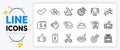 Pizza, Tick and Pyramid chart line icons. For web app. Vector