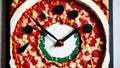 Pizza Time Pizza Themed Wall Clock for National Pepperoni Pizza Day.AI Generated