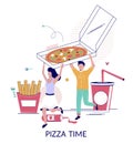 Pizza time, vector flat style design illustration Royalty Free Stock Photo