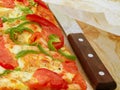 Pizza with tomato and green pepper. Royalty Free Stock Photo