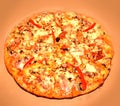 Pizza with tomato, salami