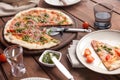 Pizza with tomatoes and pesto sauce Royalty Free Stock Photo