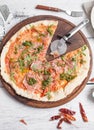 Pizza with tomatoes and pesto sauce Royalty Free Stock Photo