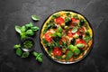 Pizza. Traditional italian pizza with green basil pesto sauce Royalty Free Stock Photo