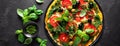 Pizza. Traditional italian pizza Margharita with green basil pesto sauce, banner Royalty Free Stock Photo