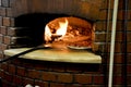 Pizza in a traditional oven Royalty Free Stock Photo