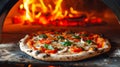 Pizza in the traditional wood oven Royalty Free Stock Photo