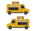 Pizza truck icon illustrated in vector on white background