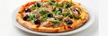 Pizza with Tuna, Black Olives and Fresh Arugula, Traditional Italian Seafood Pizza with Yellowfin Meat Royalty Free Stock Photo