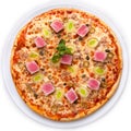 Pizza with tuna and capers Royalty Free Stock Photo