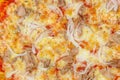 Pizza with tuna, cheese, red onion and tomato sauce Royalty Free Stock Photo