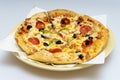 Pizza with various ingredients Royalty Free Stock Photo