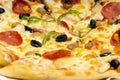 Pizza with various ingredients Royalty Free Stock Photo