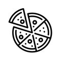 Pizza vector icon. Italian fast food cafe logo illustration. Pizzeria icon.