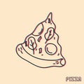 Pizza. Vector illustration with risograph print effect Royalty Free Stock Photo