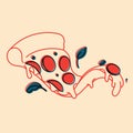 Pizza. Vector illustration with risograph print effect Royalty Free Stock Photo