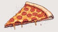 Pizza. Vector illustration with risograph print effect. Design element for advertising, posters, prints for clothing Royalty Free Stock Photo