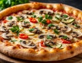 Pizza vegetable with mushrooms. Royalty Free Stock Photo