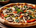 Pizza vegetable with mushrooms. Royalty Free Stock Photo