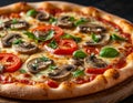 Pizza vegetable with mushrooms. Royalty Free Stock Photo