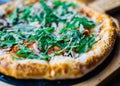 Pizza vegetable on wooden plate Royalty Free Stock Photo